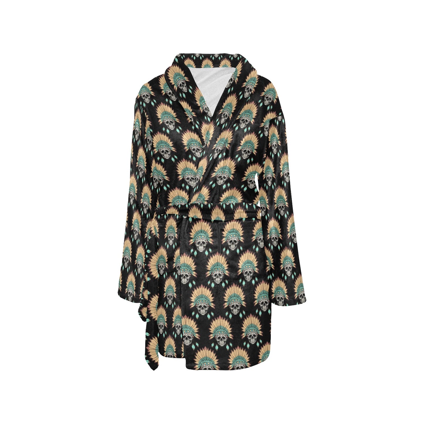 American indian Skull Pattern Women's Fleece Robe