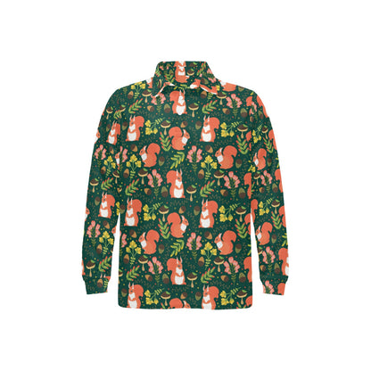 Squirrel Print Design LKS302 Long Sleeve Polo Shirt For Men's