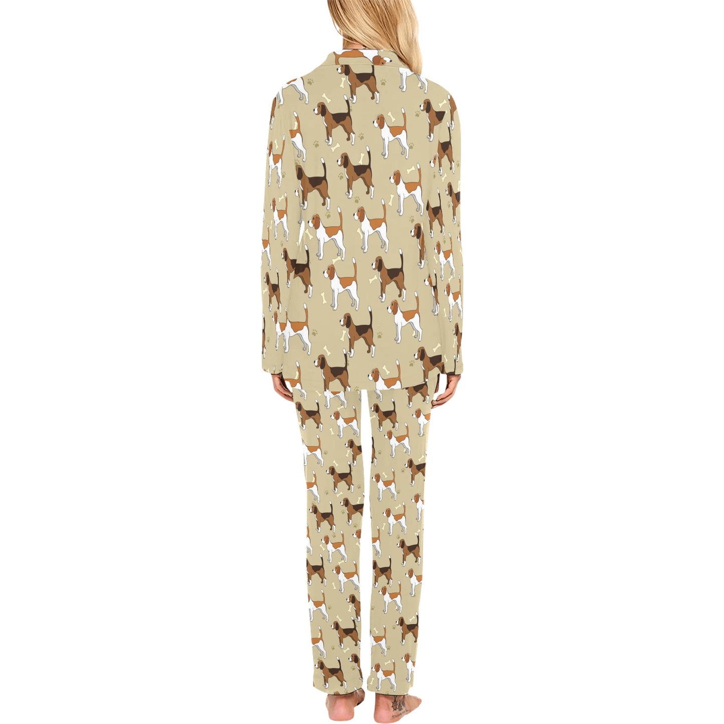 Beagle Pattern Print Design 01 Women's Long Pajama Set