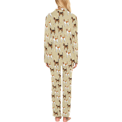 Beagle Pattern Print Design 01 Women's Long Pajama Set