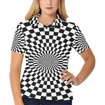 Checkered Flag Optical illusion Women's Polo Shirt