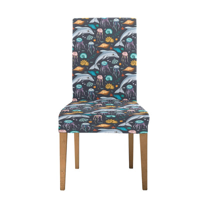 Underwater Dolphin Print Design LKS304 Dining Chair Slipcover