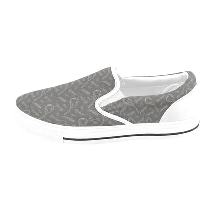 Steak Print Design LKS302 White Slip Ons Canvas Women's Shoes