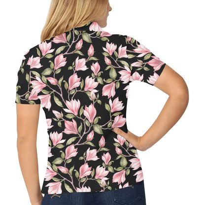 Magnolia Pattern Print Design MAG03 Women's Polo Shirt