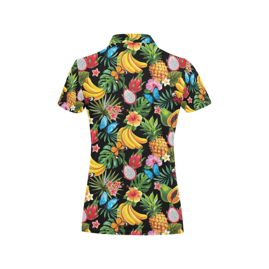 Tropical Fruits Pattern Print Design TF04 Women's Polo Shirt