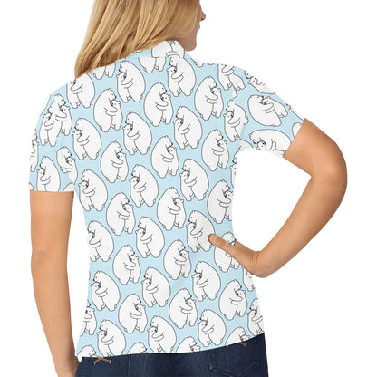 Polar Bear Pattern Print Design PB08 Women's Polo Shirt
