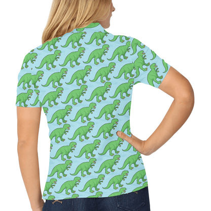 T Rex Pattern Print Design A01 Women's Polo Shirt