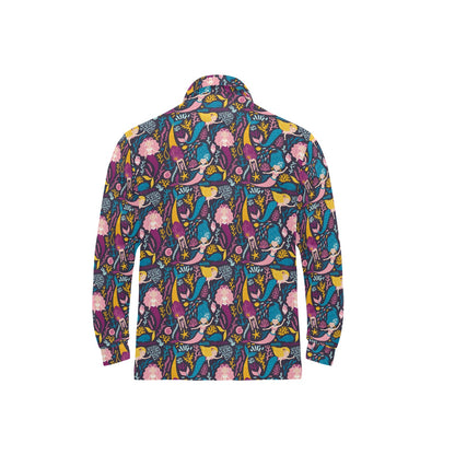 Mermaid Pattern Print Design 08 Long Sleeve Polo Shirt For Men's