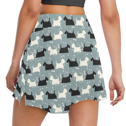 Scottish Terriers Print Design LKS301 17" Golf & Pickleball Skort with Pockets
