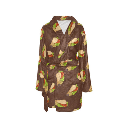 Taco Pattern Print Design TC08 Women's Fleece Robe