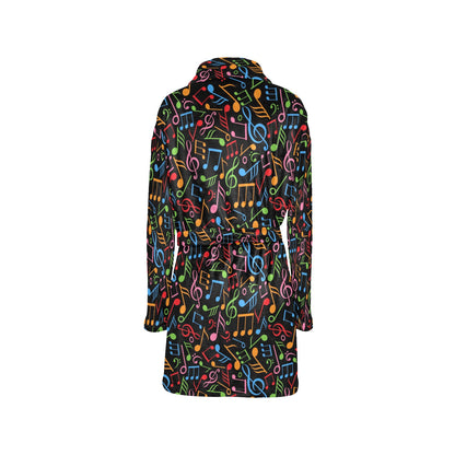Music Note Colorful Themed Print Women's Fleece Robe