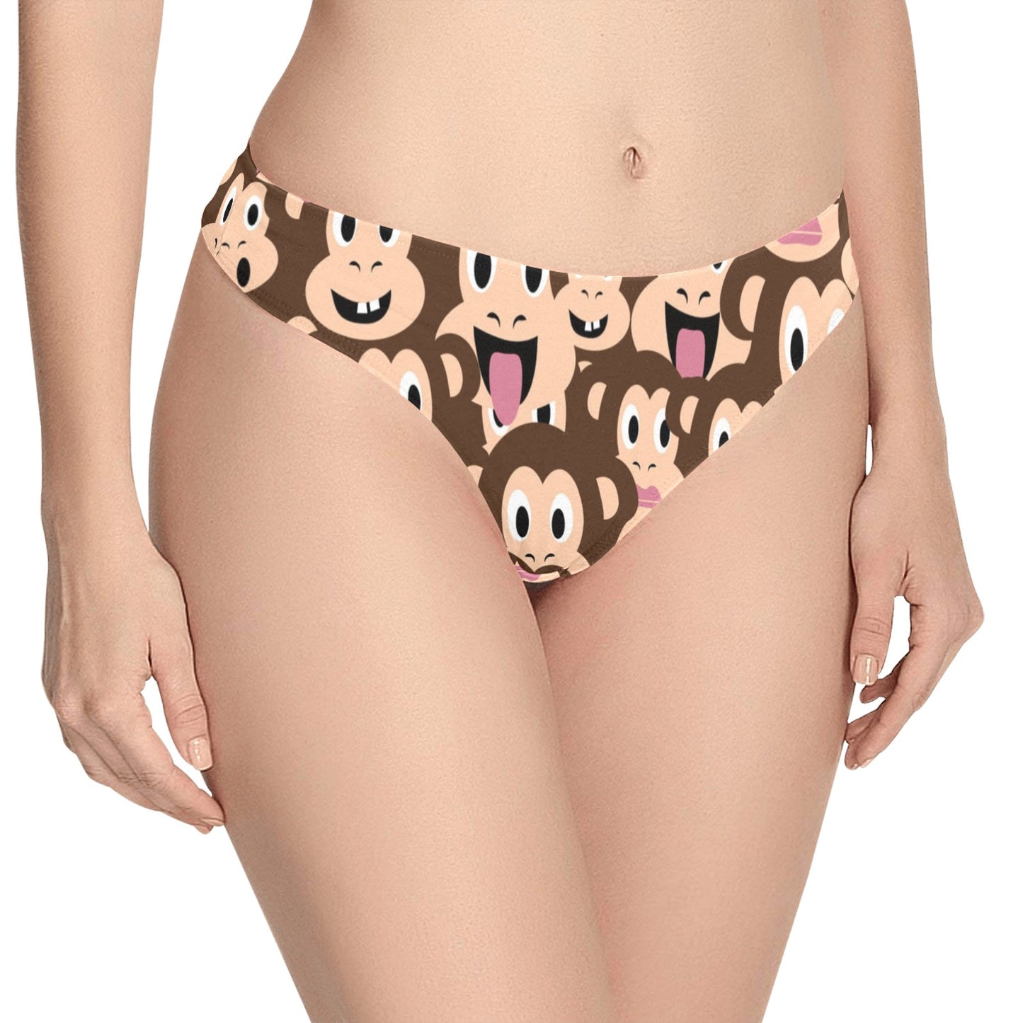 Emoji Monkey Print Pattern Women's Thongs