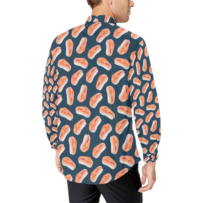 Salmon Steak Print Design LKS306 Men's Long Sleeve Dress Shirt
