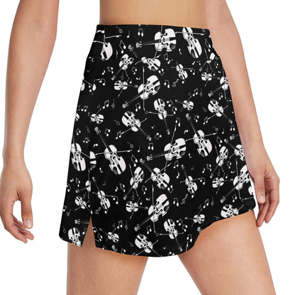 Violin Print Design LKS404 17" Golf & Pickleball Skort with Pockets