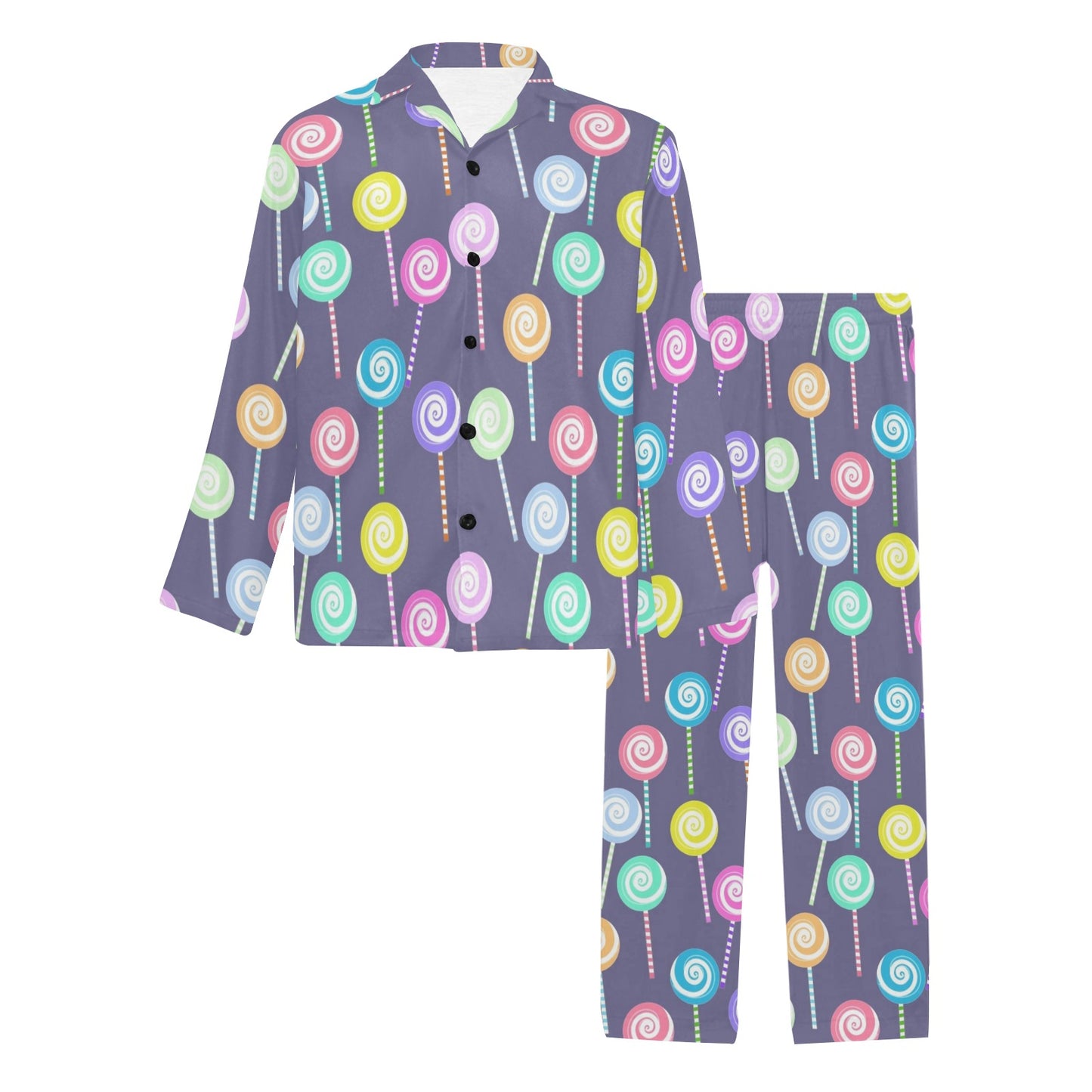 Lollipop Pattern Print Design LL03 Men's Long Pajama Set