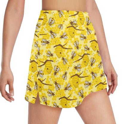 Bee With Honeycomb Print Design LKS302 17" Golf & Pickleball Skort with Pockets