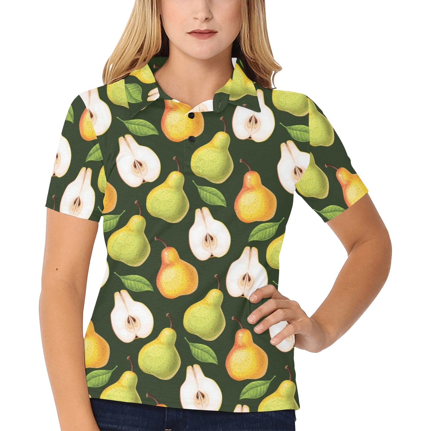 Pear Pattern Print Design PE06 Women's Polo Shirt