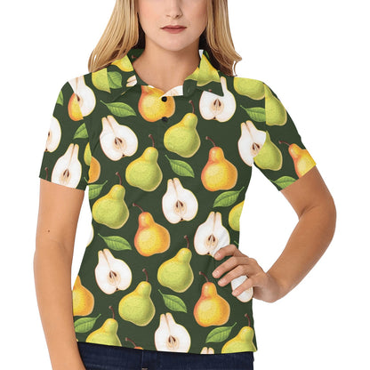 Pear Pattern Print Design PE06 Women's Polo Shirt