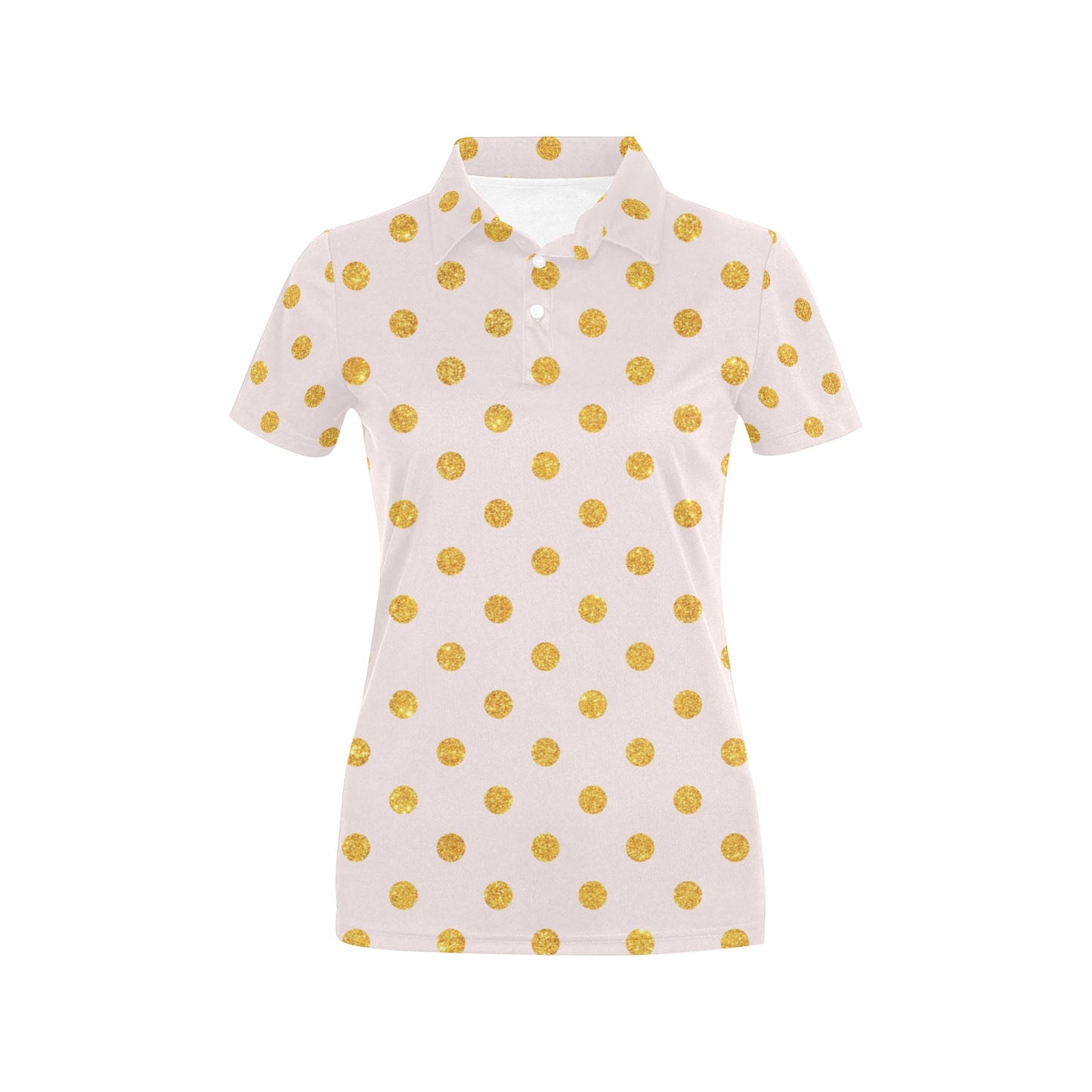 Polka Dot Gold Pink Pattern Print Design 01 Women's Polo Shirt