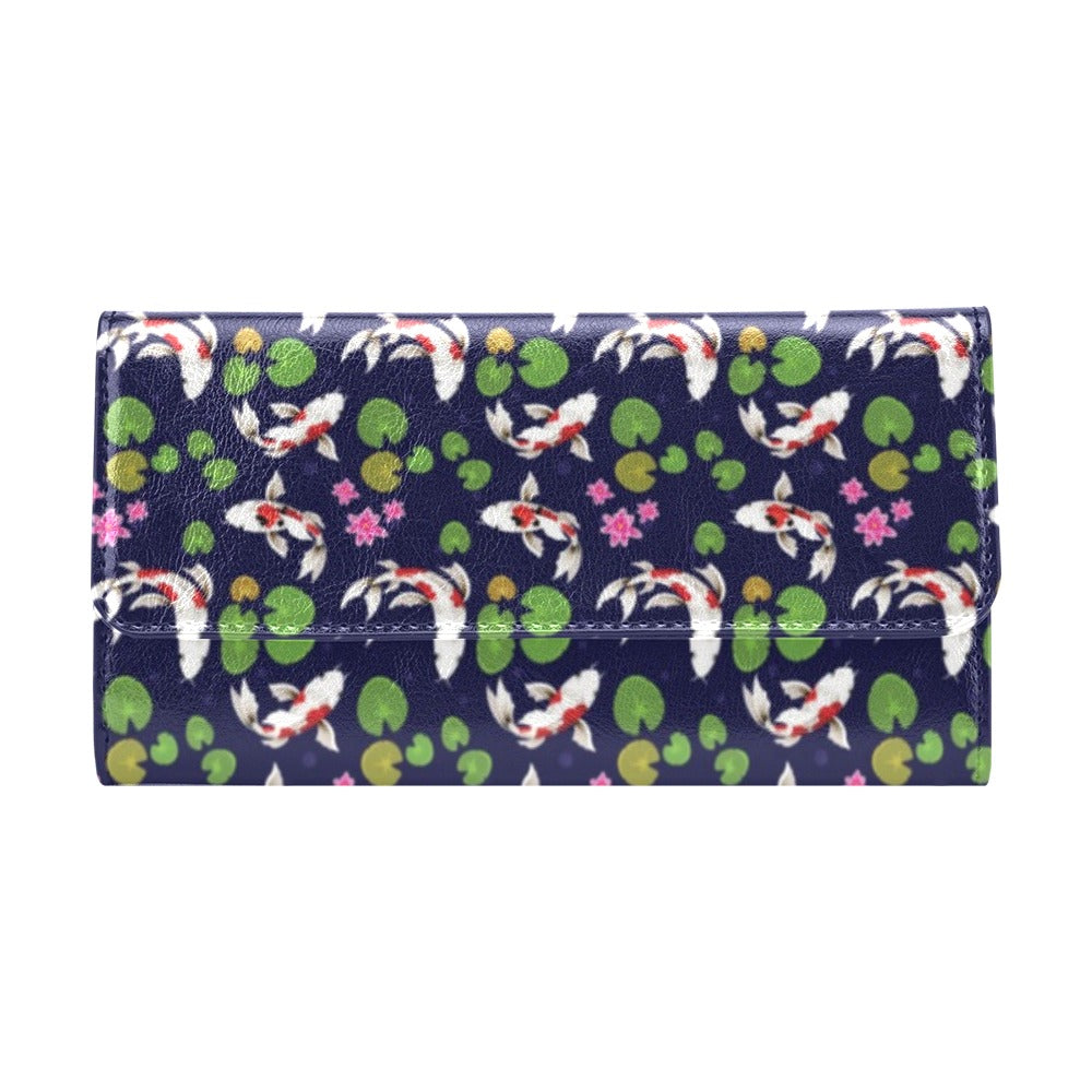 Koi Carp Pattern Design Themed Print Women's Trifold Wallet