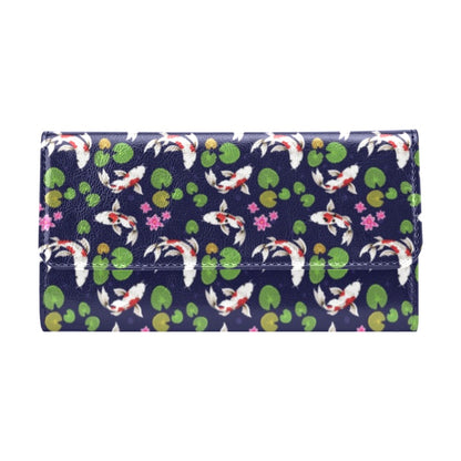 Koi Carp Pattern Design Themed Print Women's Trifold Wallet