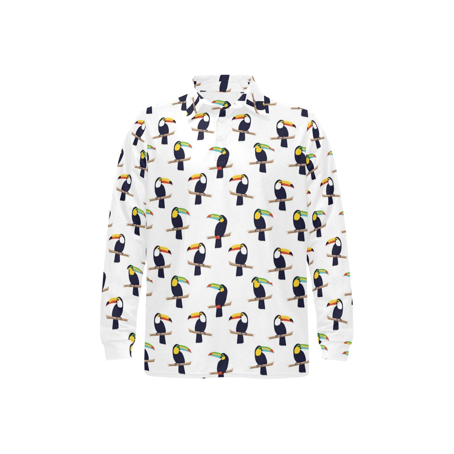 Toucan Print Design LKS305 Long Sleeve Polo Shirt For Men's