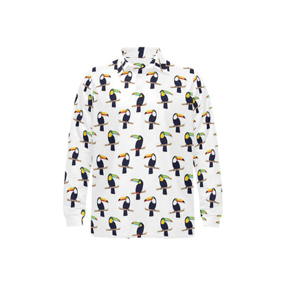 Toucan Print Design LKS305 Long Sleeve Polo Shirt For Men's