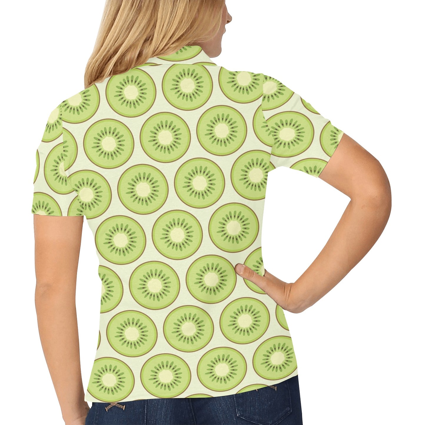 Kiwi Pattern Print Design KW02 Women's Polo Shirt