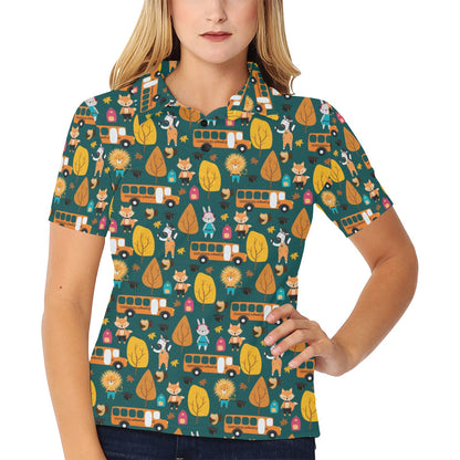 School Bus Print Design LKS309 Women's Polo Shirt