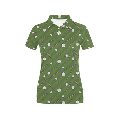 Baseball Pattern Print Design 02 Women's Polo Shirt