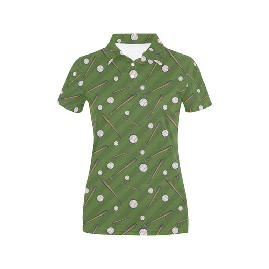 Baseball Pattern Print Design 02 Women's Polo Shirt