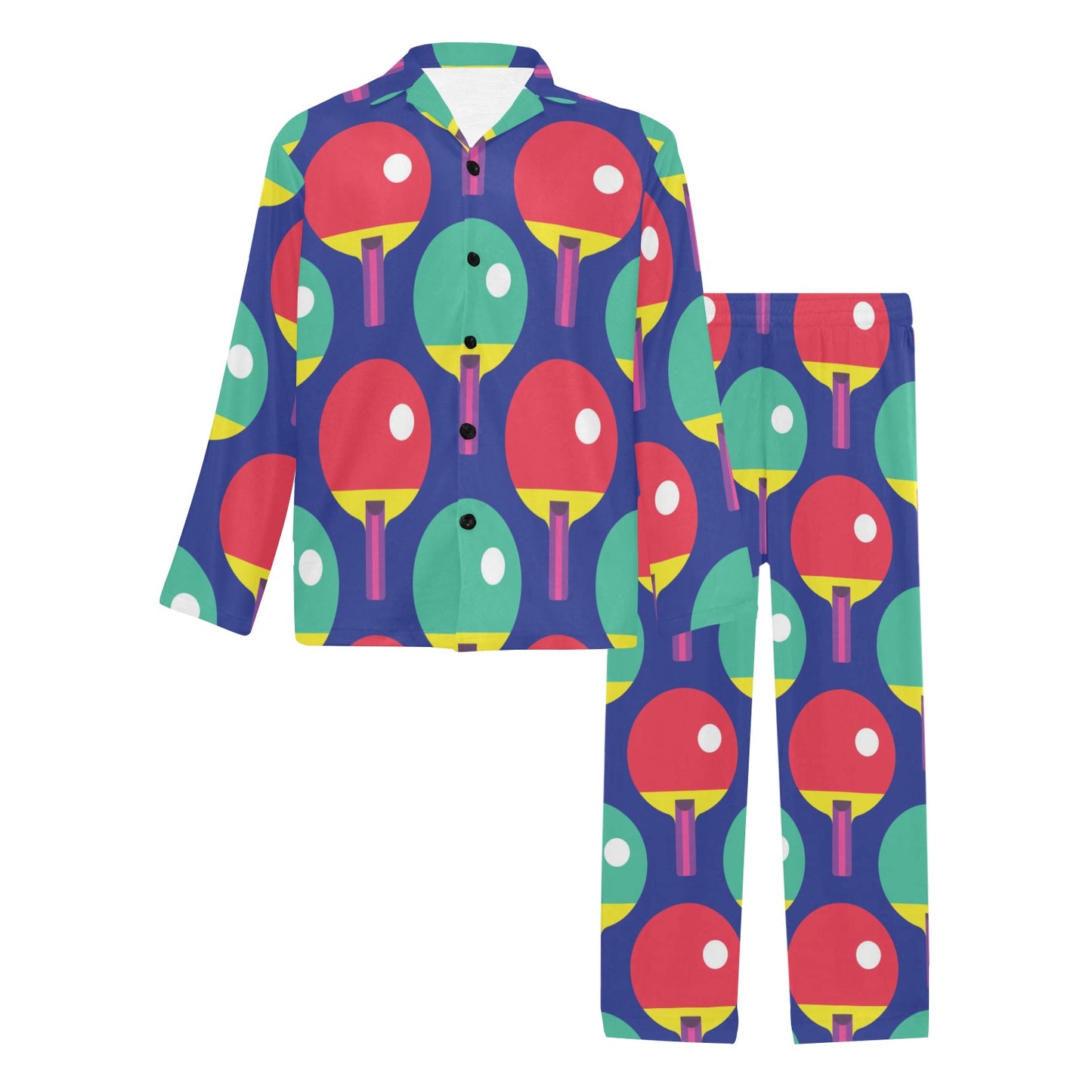 Ping Pong Pattern Print Design A03 Men's Long Pajama Set