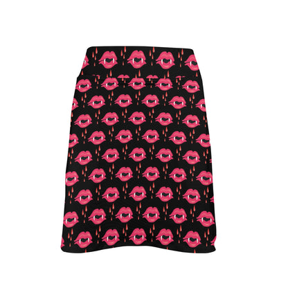 Vampire Lips Print Design LKS303 17" Golf & Pickleball Skort with Pockets