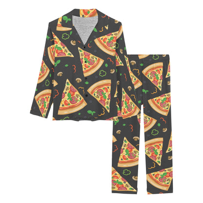 Pizza Pattern Print Design A02 Women's Long Pajama Set
