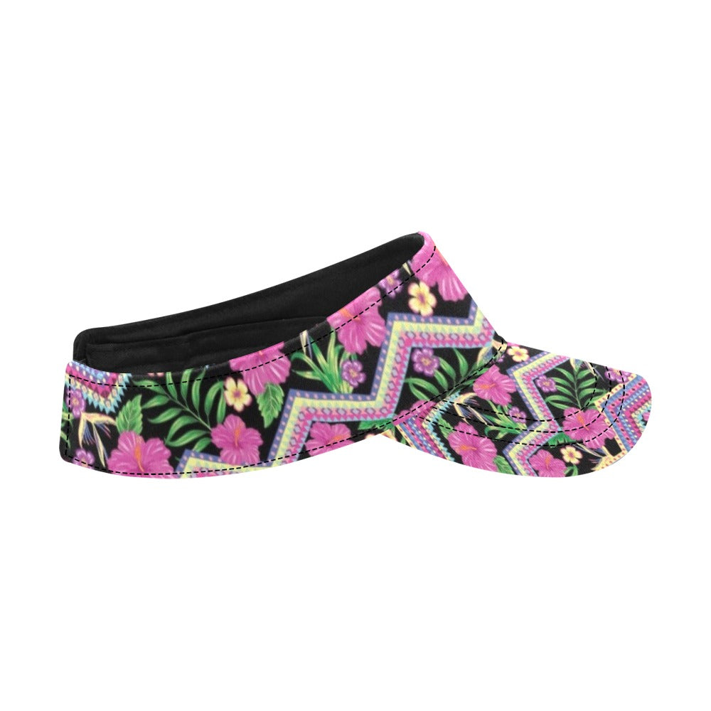 Hibiscus Pink Zigzag Line Pattern Design LKS307 Unisex Sun Visor