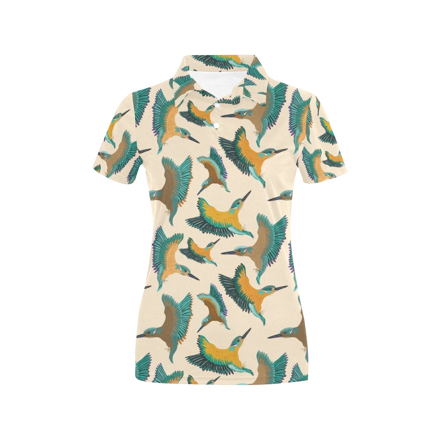 Kingfisher Pattern Print Design 02 Women's Polo Shirt
