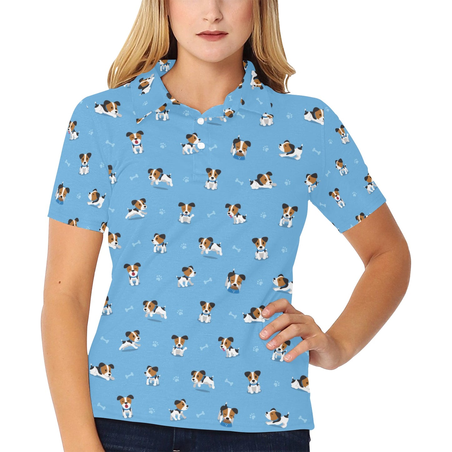 Russell Terriers Print Design LKS3010 Women's Polo Shirt