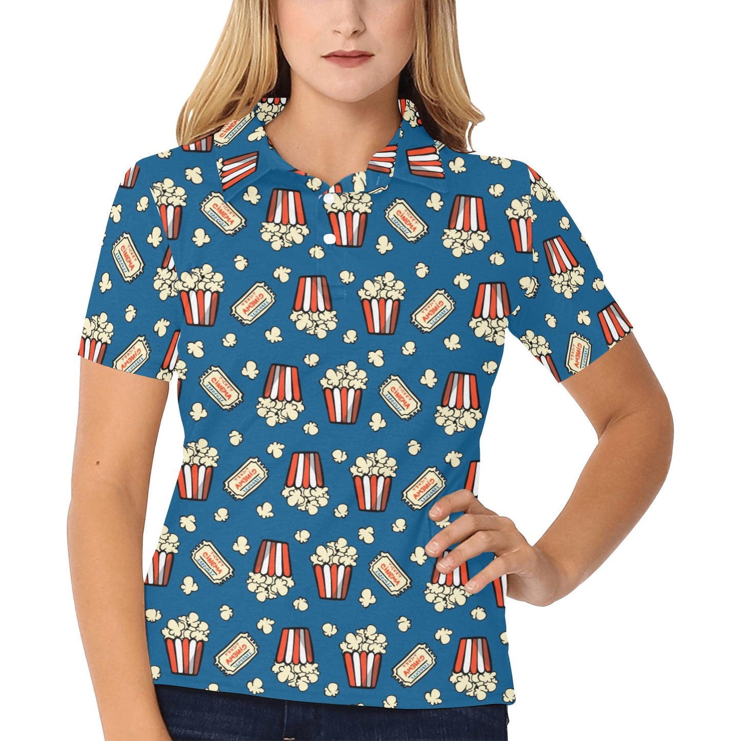Popcorn Pattern Print Design A03 Women's Polo Shirt