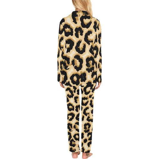 Jaguar Skin Pattern Print Design 02 Women's Long Pajama Set