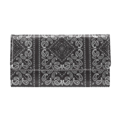 Bandana Black White Print Design LKS302 Women's Trifold Wallet