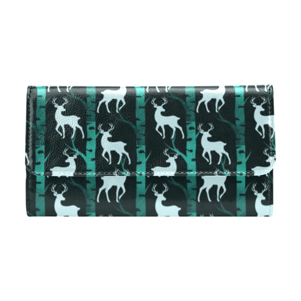 Deer Jungle Print Pattern Women's Trifold Wallet
