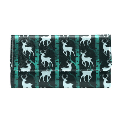 Deer Jungle Print Pattern Women's Trifold Wallet
