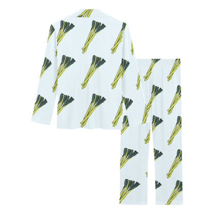 Leek Pattern Print Design 03 Women's Long Pajama Set