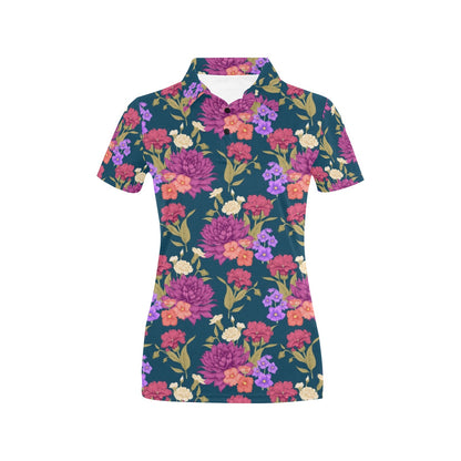 Dahlia Pattern Print Design DH01 Women's Polo Shirt