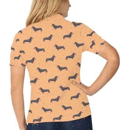 Dachshund Draw Print Pattern Women's Polo Shirt
