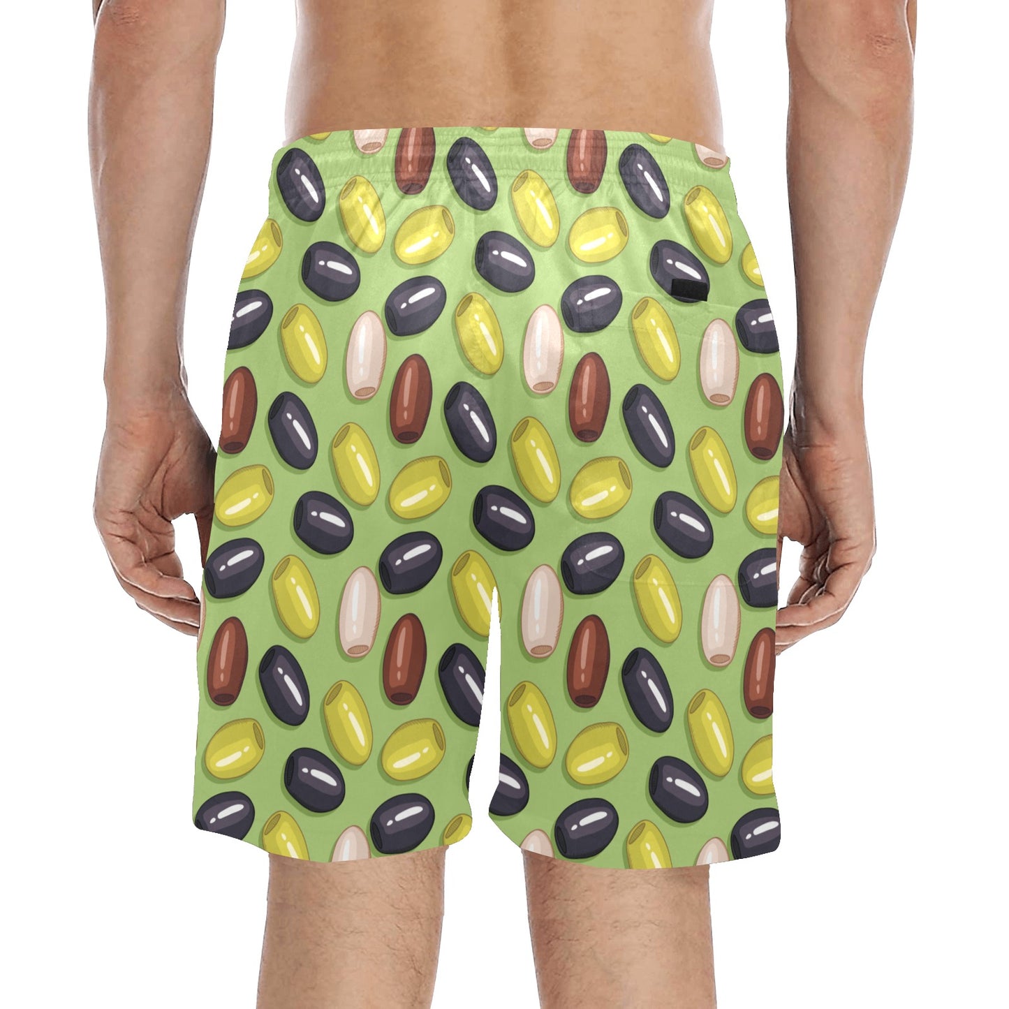 Olive Print Design LKS301 Men's Swim Trunks Beach Shorts