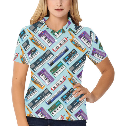 Synthesizer Pattern Print Design 02 Women's Polo Shirt