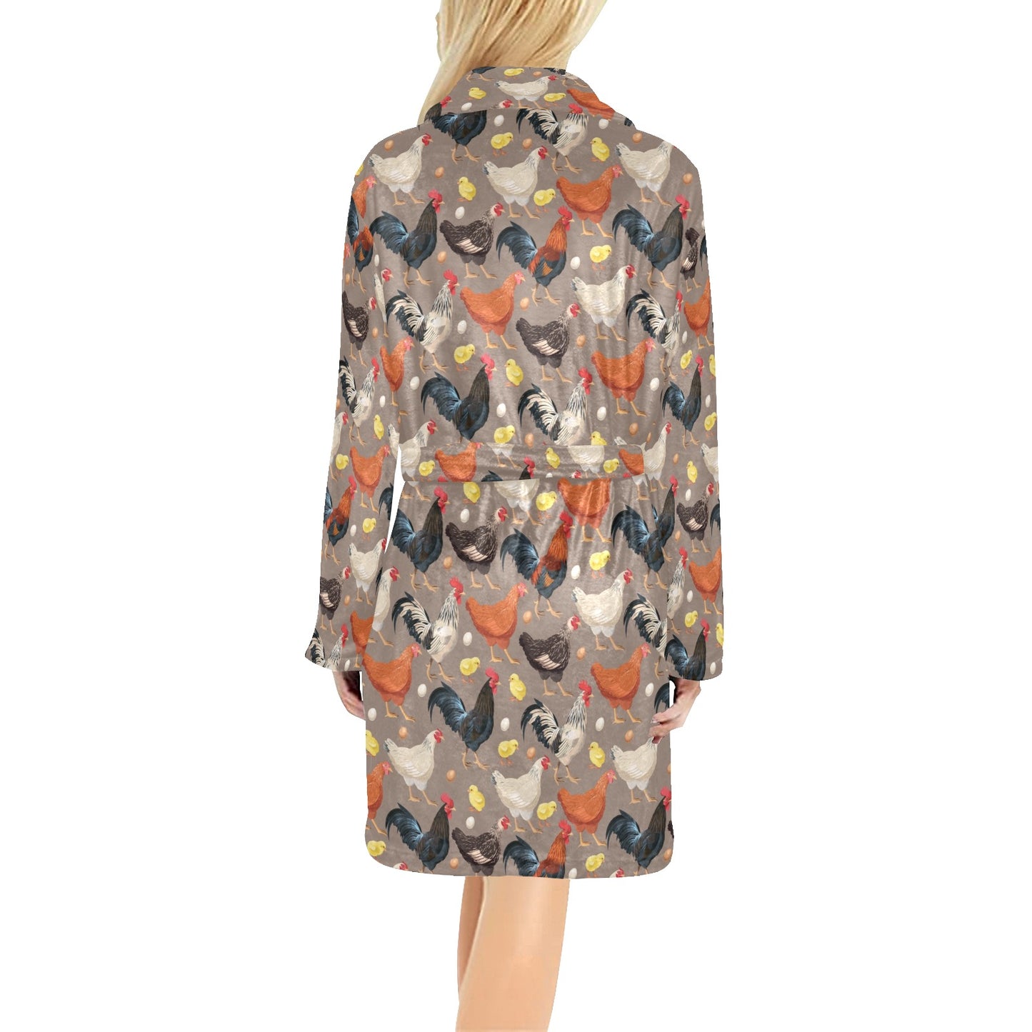 Chicken Evolution Pattern Women's Fleece Robe
