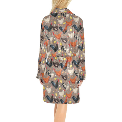 Chicken Evolution Pattern Women's Fleece Robe