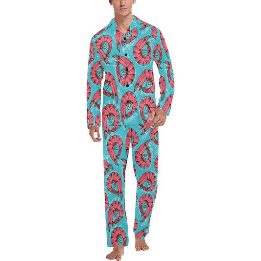 Prawn Pattern Print Design 01 Men's Long Pajama Set